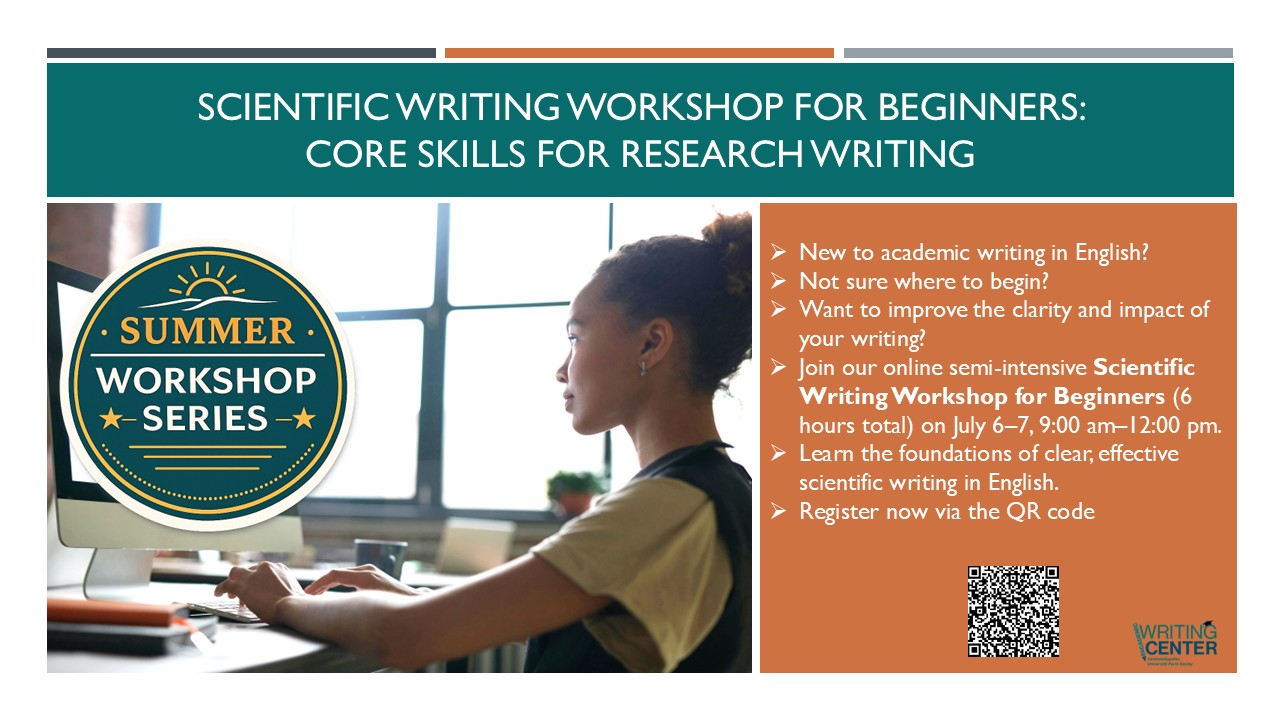 Registration link for Scientific Writing Workshop for Beginners